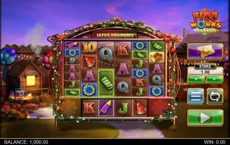 Fireworks Megaways  Real Money Slot made by Big Time Gaming - Main Screen Reels