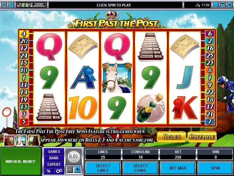 First Past The Post  Real Money Slot made by Microgaming - Main Screen Reels