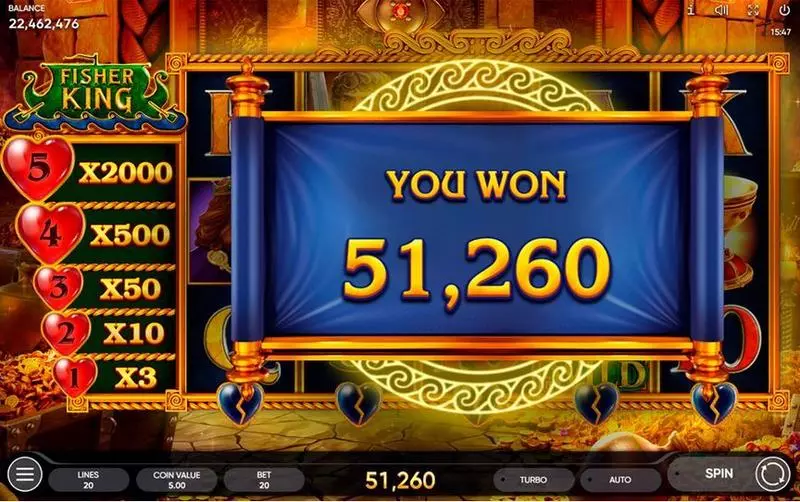 Fisher King  Real Money Slot made by Endorphina - Winning Screenshot