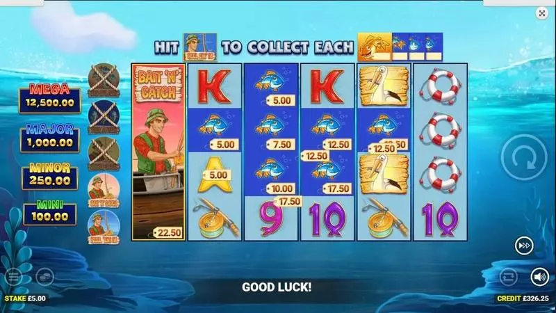 Fishin' Frenzy Even Bigger Fish  Real Money Slot made by Blueprint Gaming - Main Screen Reels