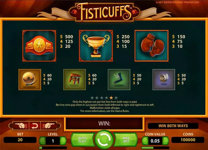 Fisticuffs  Real Money Slot made by NetEnt - Info and Rules