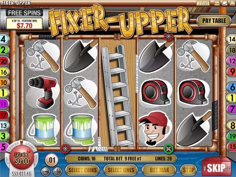 Fixer Upper  Real Money Slot made by Rival - Main Screen Reels