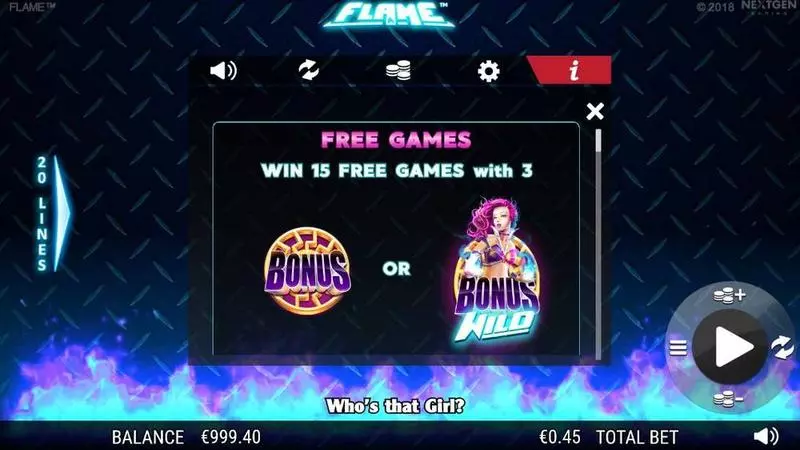 Flame  Real Money Slot made by NextGen Gaming - Free Spins Feature