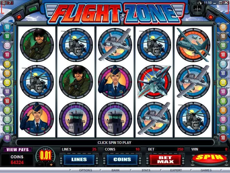 Flight Zone  Real Money Slot made by Microgaming - Main Screen Reels