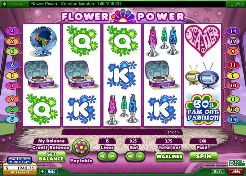 Flower Power  Real Money Slot made by 888 - Main Screen Reels