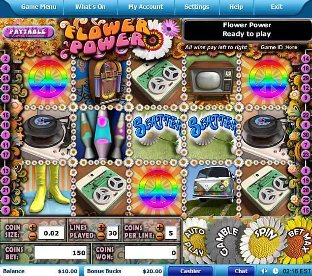 Flower Power  Real Money Slot made by Leap Frog - Main Screen Reels