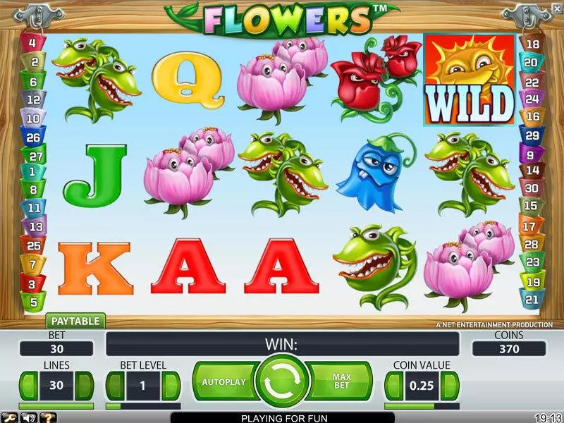 Flowers  Real Money Slot made by NetEnt - Main Screen Reels