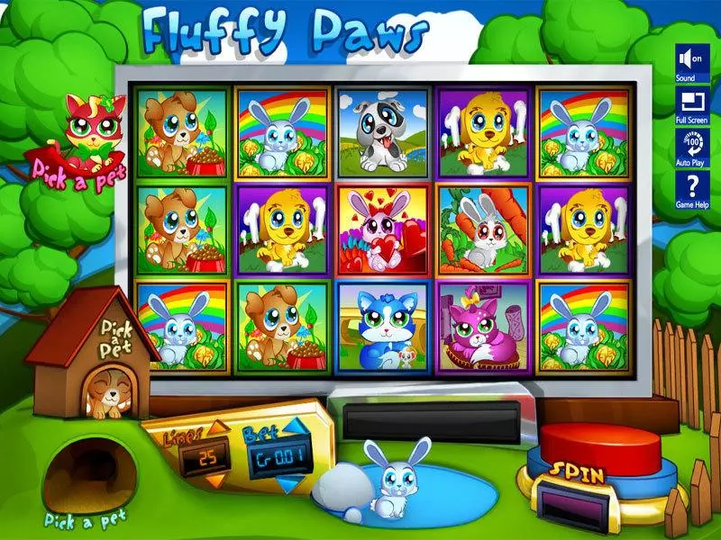 Fluffy Paws  Real Money Slot made by Slotland Software - Main Screen Reels