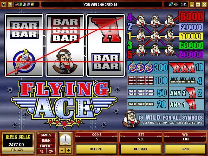 Flying Ace  Real Money Slot made by Microgaming - Main Screen Reels