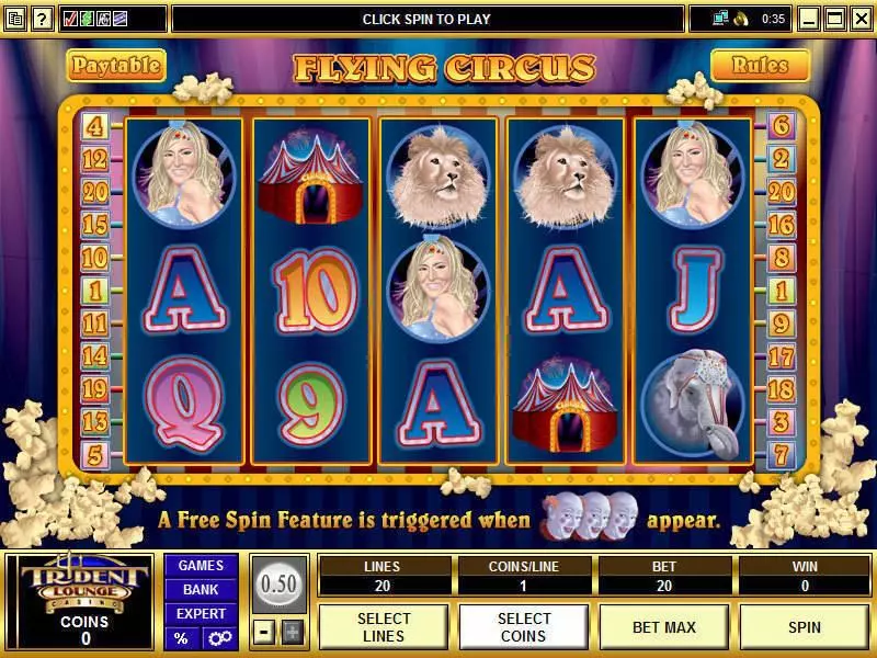 Flying Circus  Real Money Slot made by Microgaming - Main Screen Reels