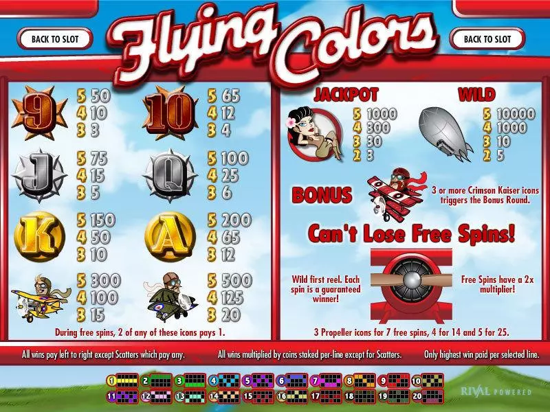 Flying Colors  Real Money Slot made by Rival - Info and Rules