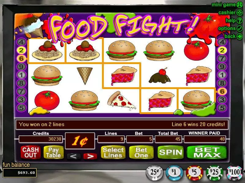 Food Fight  Real Money Slot made by RTG - Main Screen Reels