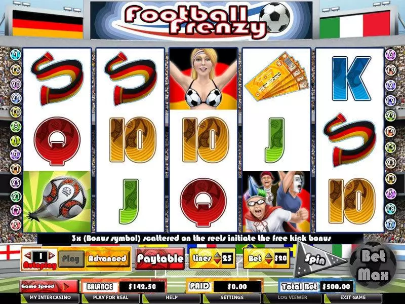Football Frenzy  Real Money Slot made by CryptoLogic - Main Screen Reels