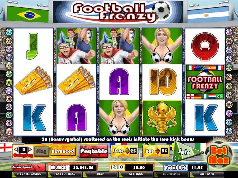 Football Frenzy  Real Money Slot made by PartyGaming - Main Screen Reels