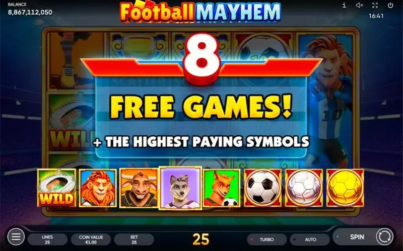 Football Mayhem  Real Money Slot made by Endorphina - Free Spins Feature