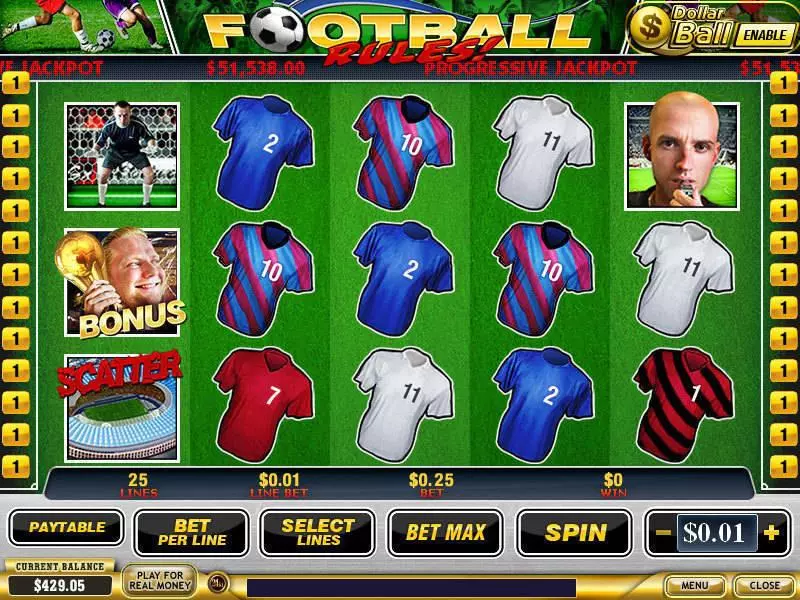 Football Rules!  Real Money Slot made by PlayTech - Main Screen Reels