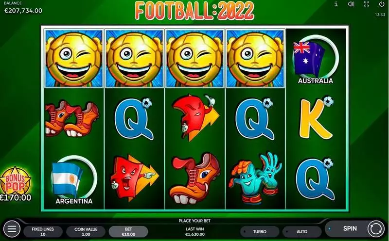 Football:2022  Real Money Slot made by Endorphina - Main Screen Reels