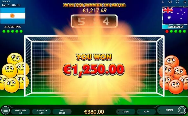 Football:2022  Real Money Slot made by Endorphina - Winning Screenshot
