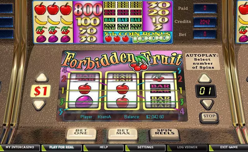 Forbidden Fruit  Real Money Slot made by CryptoLogic - Main Screen Reels