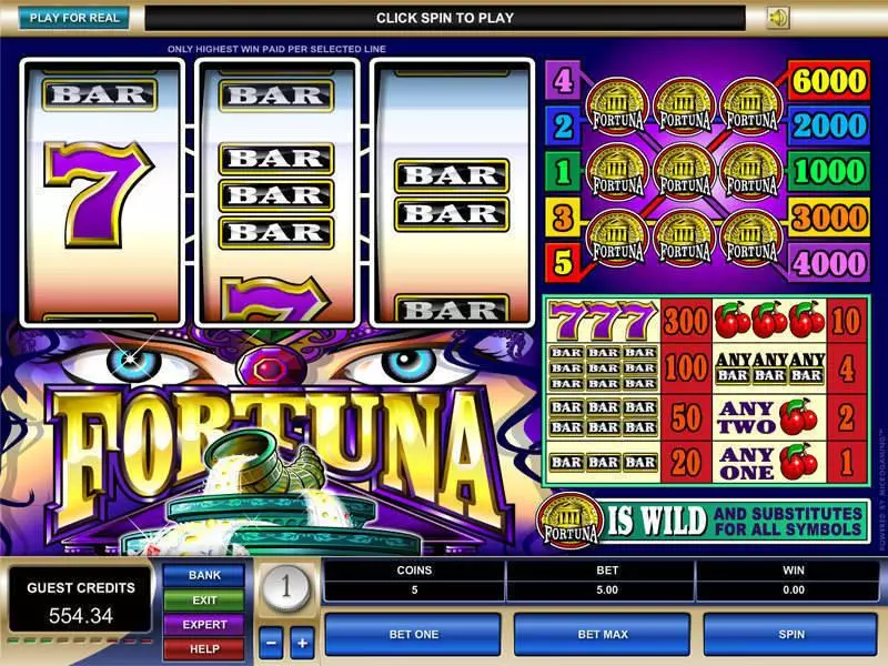 Fortuna  Real Money Slot made by Microgaming - Main Screen Reels