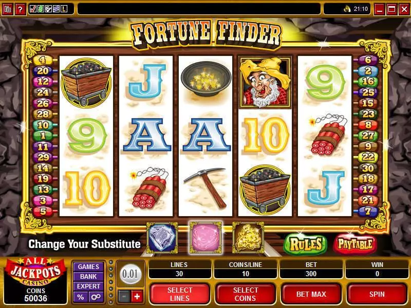 Fortune Finder  Real Money Slot made by Microgaming - Main Screen Reels