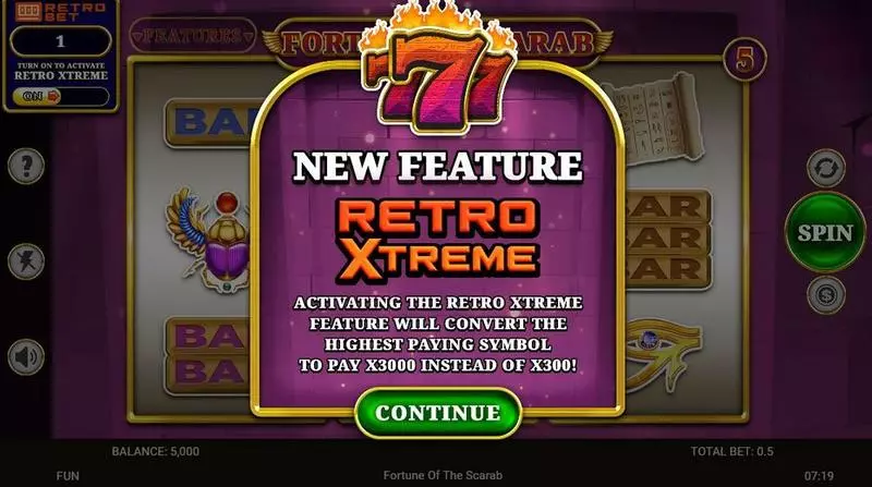 Fortune Of The Scarab  Real Money Slot made by Spinomenal - Introduction Screen