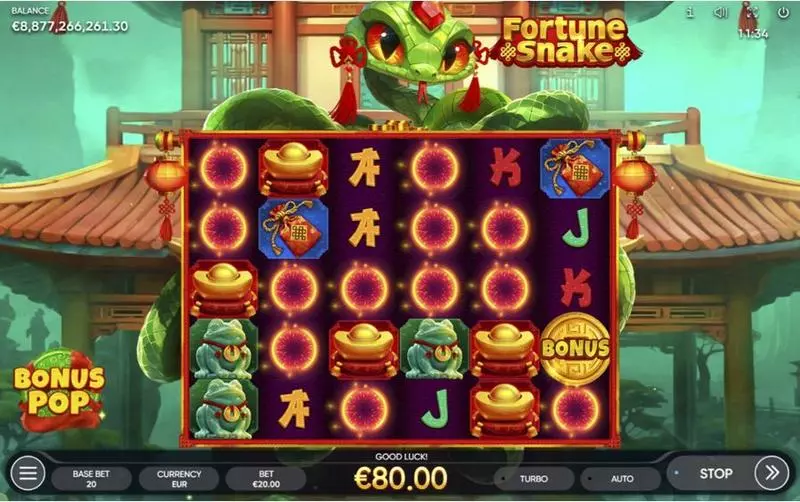 Fortune Snake  Real Money Slot made by Endorphina - Main Screen Reels