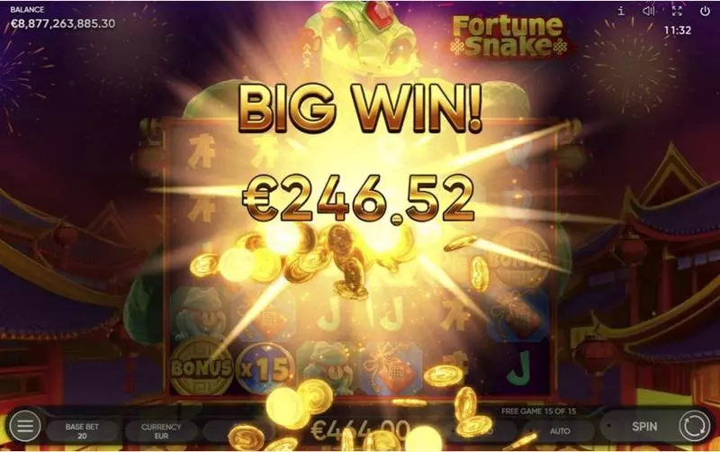 Fortune Snake  Real Money Slot made by Endorphina - Winning Screenshot