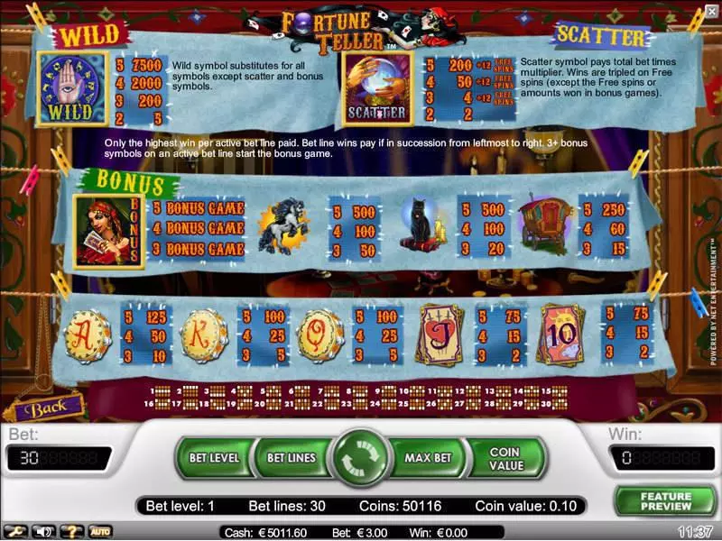 Fortune Teller  Real Money Slot made by NetEnt - Info and Rules