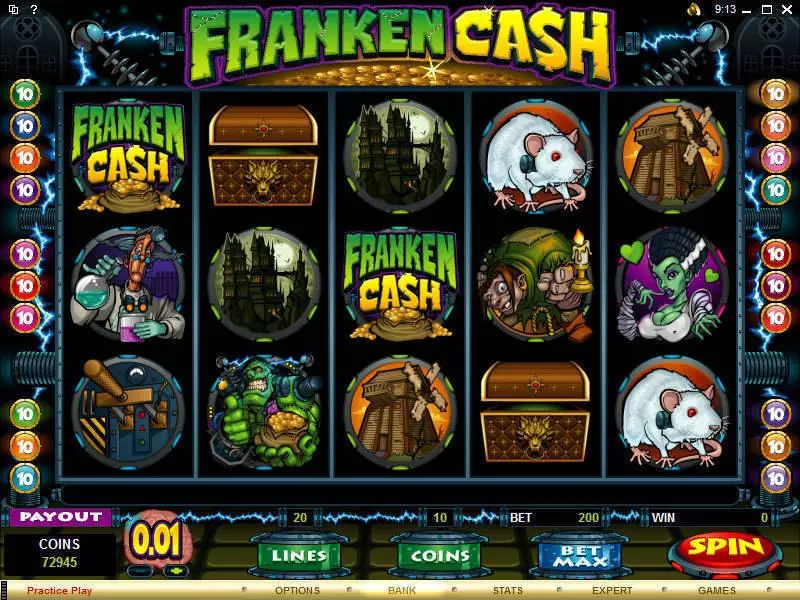 Franken Cash  Real Money Slot made by Microgaming - Main Screen Reels