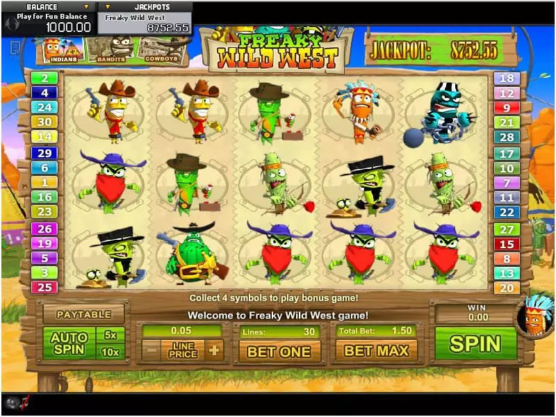 Freaky Wild West  Real Money Slot made by GamesOS - Main Screen Reels