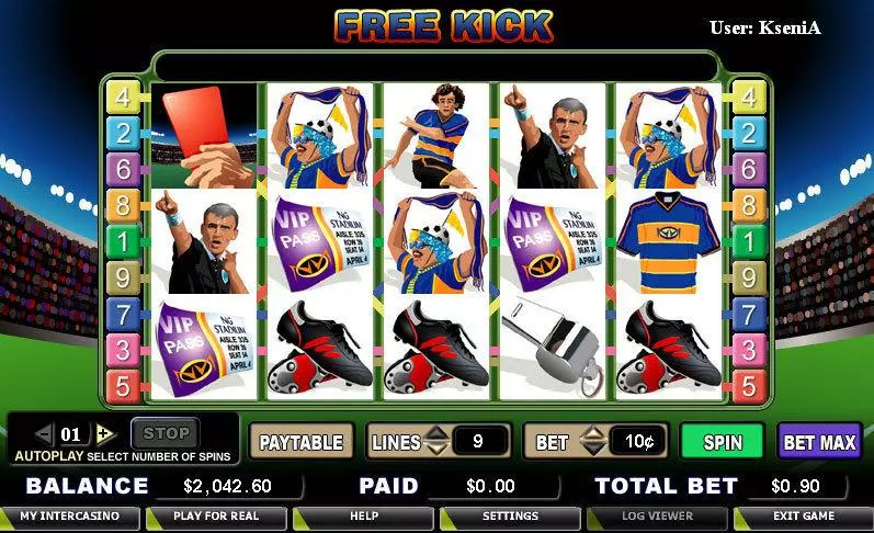Free Kick  Real Money Slot made by CryptoLogic - Main Screen Reels