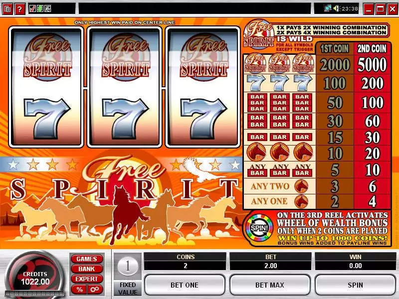 Free Spirit  Wheel of Wealth  Real Money Slot made by Microgaming - Main Screen Reels
