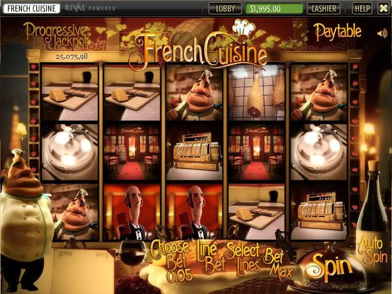 French Cuisine  Real Money Slot made by Sheriff Gaming - Main Screen Reels
