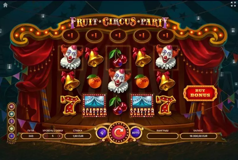 Fruit Circus Party  Real Money Slot made by TrueLab Games - Main Screen Reels