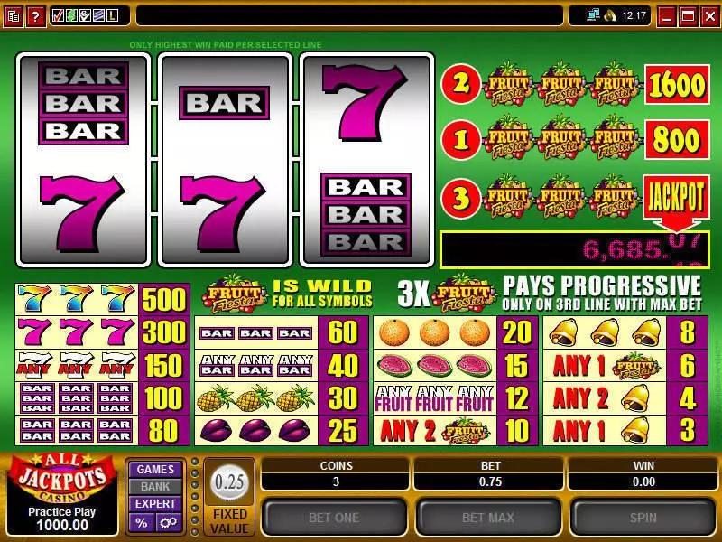 Fruit Fiesta  Real Money Slot made by Microgaming - Main Screen Reels