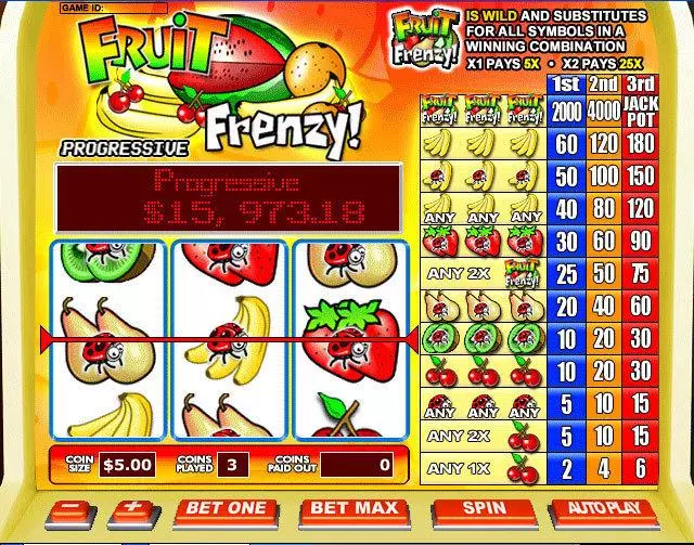 Fruit Frenzy  Real Money Slot made by Leap Frog - Main Screen Reels