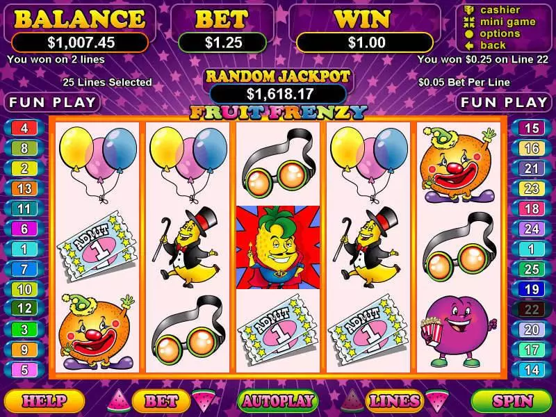 Fruit Frenzy  Real Money Slot made by RTG - Main Screen Reels