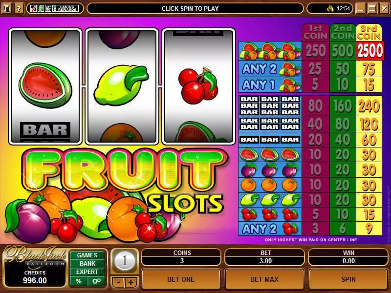 Fruit  Real Money Slot made by Microgaming - Main Screen Reels