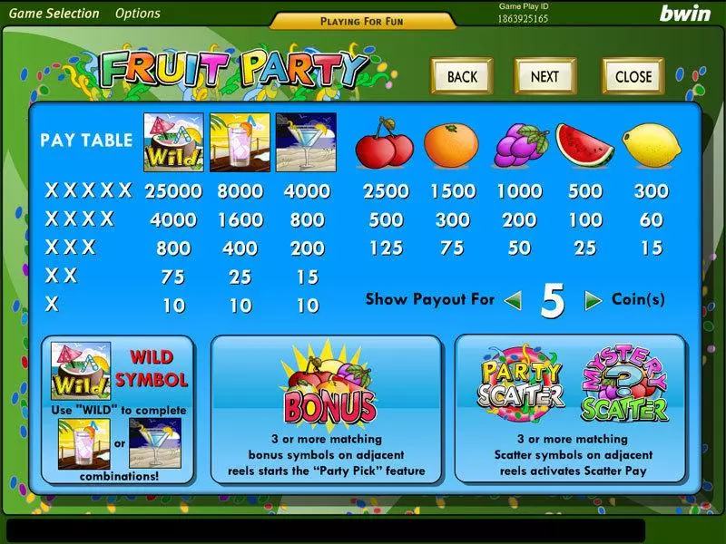 Fruit Party  Real Money Slot made by Amaya - Info and Rules