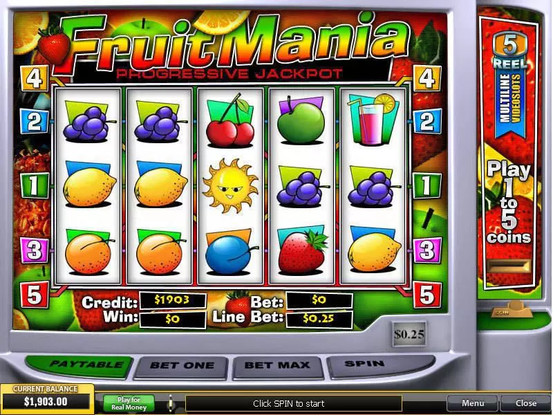 FruitMania  Real Money Slot made by PlayTech - Main Screen Reels
