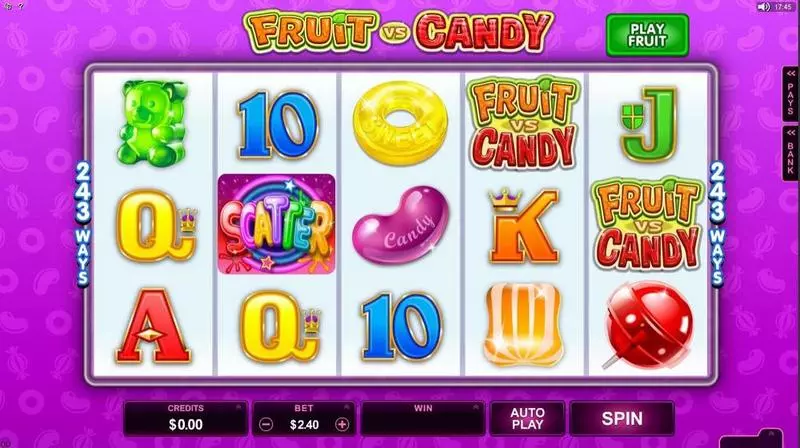 Fruits vs Candy  Real Money Slot made by Microgaming - Main Screen Reels