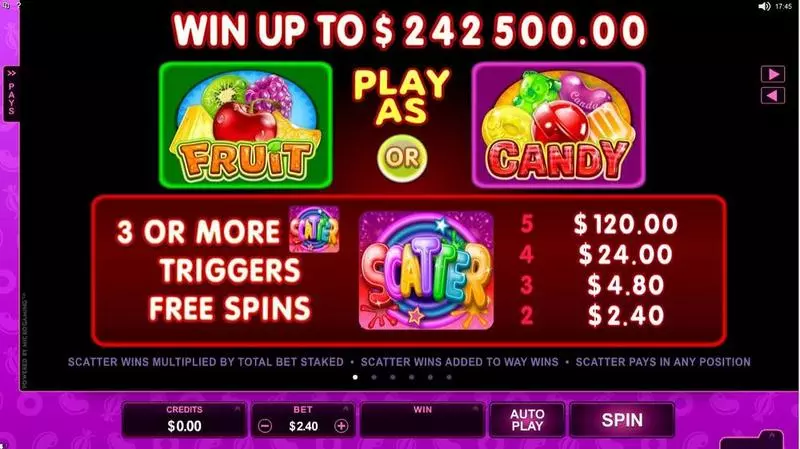 Fruits vs Candy  Real Money Slot made by Microgaming - Info and Rules