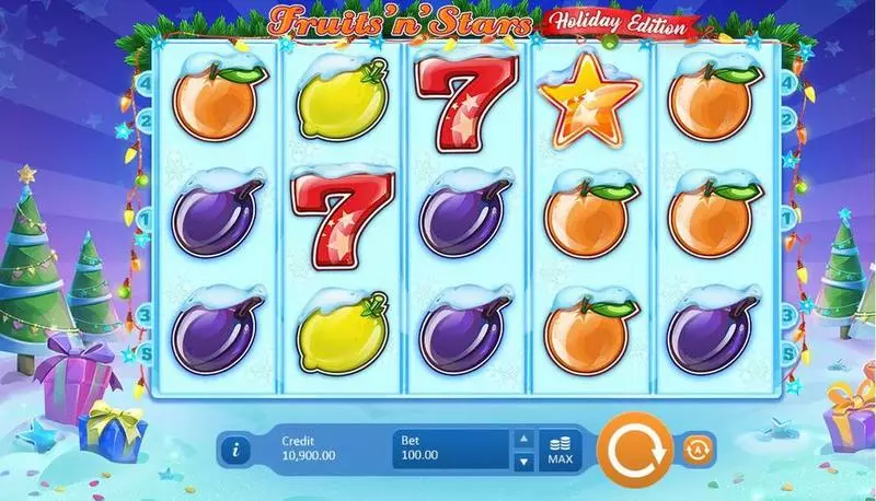 Fruits'N'Stars Holiday Edition  Real Money Slot made by Playson - Main Screen Reels