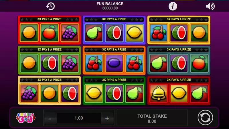 Fruity 3x3  Real Money Slot made by 1x2 Gaming - Main Screen Reels