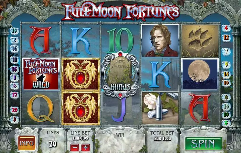 Full Moon Fortunes  Real Money Slot made by Ash Gaming - Main Screen Reels