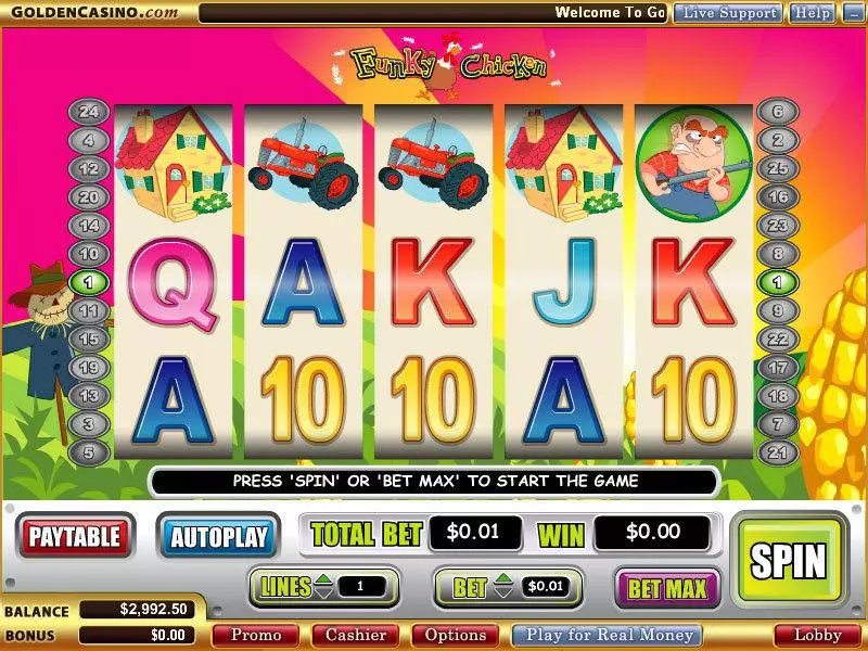 Funky Chicken  Real Money Slot made by WGS Technology - Main Screen Reels