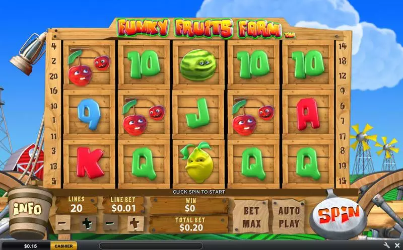 Funky Fruits Farm  Real Money Slot made by PlayTech - Main Screen Reels