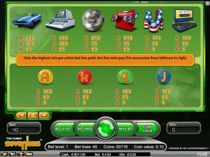Funky Seventies  Real Money Slot made by NetEnt - Info and Rules