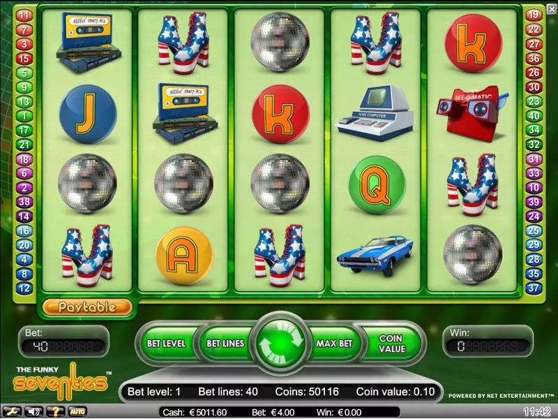 Funky Seventies  Real Money Slot made by NetEnt - Main Screen Reels